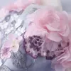 王女淡い青いボールガウンウエディングドレス3 d花の花のアップリケ刺繍レースロングフォーマルイブニングガウン甘い16ドレスペプラムフリル