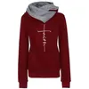 Höst vinter hoodies sweatshirts kvinnor tro broderade sweatshirts långärmad pullovers jul casual varm hooded toppar mx200812