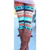 Winter Christmas Snowflake Knitted Leggings Xmas Warm Stockings Pants Stretch Tights Women Bootcut Stretchy Pants