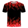 Męskie koszulki Fire Flaming Tshirt Mężczyźni Kobiety T Koszulka 3D T-shirt Czarny Tee Casual Top Anime Camiseta Streetwear Krótki Rękaw Harajuku