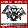 OEM Łamyki dla Yamaha YZF-R1 YZF1000 YZF R 1 1000 CC YZFR1 Silver Flames 98 99 00 01 Nadwozie 82NO.84 YZF R1 1000CC 1998 1999 2000 2001 YZF-1000 98-01 Zestaw do ciała motocyklowych