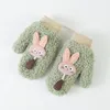 Cartoon mittens female winter warm rabbit hanging neck gloves plus velvet thickened student gloves GD1075