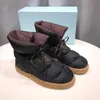 Kobiety Poduszki Płaskie Down Buty Projektantów Platforma Botki Wysokiej Jakości Zimowy Drukuj Falty Edidordown Lace-Up Snow Boot z pudełkiem 265