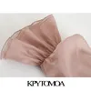 KPYTOMOA Donna Sweet Fashion Patchwork Organza Camicette lavorate a maglia Vintage See Through Sleeve Stretch Camicie femminili Chic Top LJ200812