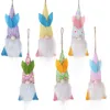 Partybevorzugung 6-teiliges Osterhasen-Ornament-Set zum Aufhängen, bunte Plüschhasenzwerge, Partys, Baumschmuck, de039