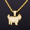 Collier avec pendentif Animal de chèvre brillant pour hommes et femmes, breloques tendance, couleur or argent, Zircon cubique, bijoux Hip Hop, nouvelle collection