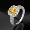 Pansysen Classic 100 925 Sterling Silver 4mm Citrine Lab Moissanite Wedding Engagement Ring
