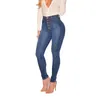 Calças de brim da cintura alta para as mulheres primavera outono azul alta cintura cintura jeans mulher lápis denim calças feminina 201105