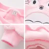 Thick Warm Velour Pajamas Sets For Female Winter Long Sleeve Coral Velvet Pyjama Children Girls Cartoon Pijama Totoro Homewear 201104