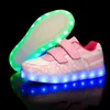 Size 25-37 USB Charging Basket Led Children Shoes With Light Up Kids Casual BoysGirls Luminous Sneakers Glowing Shoe LJ201202