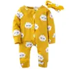 fashion born baby girl clothes White Cloud Long Baby Romper JumpsuitHeadband /suit Outfits Infant clothing set LJ201223