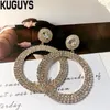 Kuguys Hyperbole Gold Silber Farbkristalle rund große Ohrringe für Frauen Trendy Blingbling Ohrring Fashion Party Schmuck17945730