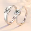 1ct Brilliant Moissanite Diamond Ring Sterling Silver 925 Women039s Ring Adjustable Size Wedding Engagement Ring Couple Rings J1420544