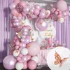 112 pz/set Metallo Bianco Palloncini Rosa Ghirlanda Arco Oro Rosa Coriandoli Palloncino Baby Shower Ragazza Compleanno Decorazioni della Festa Nuziale 220217
