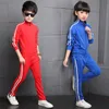 Nova chegada meninos conjuntos de roupas primavera de alta qualidade crianças puro cor esportes terno adolescente menina uniformes 6- lj201202