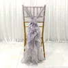 Fashion Chair Sash with 3D Chiffon Delicate Wedding Decorations Bamboo Chair Covers Party Accessories