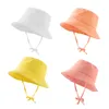 Enfants seau chapeaux bébé filles garçons réversible large bord chapeau de soleil coton crêpe respirant été solide couleurs casquettes de plage