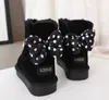 Nouveaux enfants bottes de neige femmes et enfants chérie Bow bottes de neige oddler noeud papillon bottes en cuir chaussures imperméables EU21-44