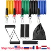 11st Exercise Resistance Bands Set Expander Yaga Pull Rope Gym Training Fitness Band Hem Workout med dörrankar Ankelband Q1225