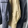 Aachoae Casual solide coréen Trench-Coat Femmes Lâche Batwing Veste à manches longues Femme Zipper O Cou Oversize Trench Abrigo Mujer 201031