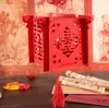 2022 nuova lanterna cinese rossa in legno tagliata al laser scatola di caramelle per matrimoni per la sposa doccia doppia felicità scatole per bomboniere
