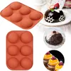 6 buracos silicone molde de cozimento para cozer 3d bakeware chocolate meio esfera esfera molde cupcake bolo diy muffin ferramenta de cozinha lx4147