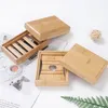 Wooden Soap Dish Natural Bamboo Soap Dishes Holder Rack Plate Tray Multi Style Round Square Soap Container