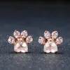 Chaude À La Mode Mignon Chat Patte Boucles D'oreilles Pour Les Femmes Fashiong Or Rose Boucle D'oreille Rose Griffe Imprimer Ours Et Chien Patte Boucles D'oreilles