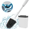 Brosse de nettoyage de toilettes en Silicone, brosse douce à tête plate avec siège fixe à séchage rapide, ensemble d'accessoires de WC cleaning296k