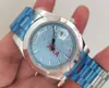 Topselling Высокое качество 41mm Ice Blue Dial Sapphire Glass Auto Date Asia 2813 Движение Автоматическая нержавеющая сталь Мужские часы