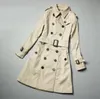 New Classic Women Fashion London England British Middle Long Trench Coat Invierno de alta calidad con doble botonadura Slim Trenches Khaki Tamaño S-XXL