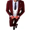 Custom-Made One Button Groomsmen Пик отворота Groom Tuxedos Мужские костюмы Свадьба / выпускной / Ужин Лучший мужчина Blazer (Куртка + брюки + галстук + жилет) W603