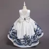 2020 Nya julflickaklänningar broderi Floral Kids Dress Long Princess Dress Girls Formella klänningar Kids Party Dresses B31139004901