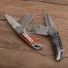 1 pièces nouveau couteau utilitaire à deux lames 440C lames satinées aluminium + manche en bois extérieur EDC couteaux de poche