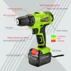 Yikoda 21V Electric Drill Litium Batteri DIY Mini Uppladdningsbar Dubbelhastighet Trådlös Skruvmejsel Hushållsverktyg C1220