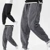 Pantalones con bolsillos sueltos y cálidos, pantalones elegantes para trabajo, pantalones de pana para hombre, pantalones de invierno Y220308