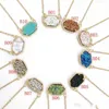 Vendita calda Druzy collane ciondolare orecchino set per le donne geometriche naturali drusy pietra pendente ciondolo catene di fascino femminile moda gioielli moda