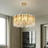 Nouveau lustre en cristal en acier inoxydable lumière luxe salon salle à manger ronde suspension lumières chambre ligne de pêche éclairage