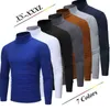 Mannen Turtleneck T-shirt Casual Slim Fit Thermische Pullover Trui Wol Warme Compressie Tops Bottoming Shirt G1222