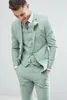 Costume Homme Light Green Men Suits Wedding Tuxedos 3 Pcs Notch Lapel Fashion Groom Formal Wear Slim Fit Blazer Jacket Pant Vest M210w