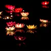 10pcs Multicolor silk lotus lantern light floating candles pool decorations Wishing birthday wedding party decoration Y200531