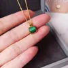 Titanium With 18K Gold Natural Green Stone Geo Necklaces Women Jewelry Punk Party Designer Club T Show Korea Japan Q0531336i