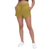 LU LU Yoga-Shorts mit Kordelzug und Taschen, lockere Passform, Laufen, Fiess, Workout, Sport, Damenhose, 3 Ponts, Biker, lässig, Strand, Tennis-Shorts