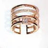 Bagues géométriques en diamant et zircone pour femmes et filles, anneau ouvert de luxe de styliste, ajustable, en or rose, nouvelle collection