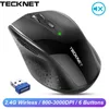 Tecknet Silent Mouse 24GHzワイヤレスマウスUSB人間工学的光学コンピューターマウス3000 DPIラップトップ用コードレスノイズレスマウスLJ22312407