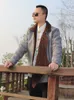 Etniska kläder för män vinter varm outfit imitation deerkin sammet grå och brun manlig tibet stil tang kostym kläder asiatisk kostym