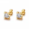 Gold Silver Color Classic Zircon Crystal Stud Earring for Woman 316L Stainless Steel Fashion Jewelry Never Fade