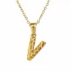 Guld 26 Initial Capital Letters A till Z Alfabet Nugget Hängsmycke Diamant Cut Rostfritt stål Kvalitet DIY Personlig Namn Charm med kedjan Halsband för Lady Women