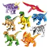 / Lot Jurassic Dino World Tyrannosaurus Rex Wyvern Velociraptor Stegosaurus Byggsatser Bolks Dinosaur figurer Raptor Toy LJ200928