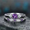 Lila bl￥ diamant kubik zirkonring smycken set par f￶rlovning br￶llop ringar kvinnor ringar mode smycken vilja och sandig g￥va